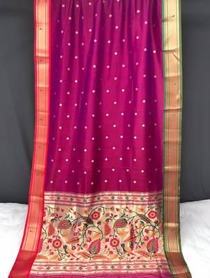 Pink Ganga Jamuna Border In Combination With Paithani Weaving Sarees Woth Elegant Rich Pallu And Blouse 4