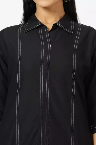Anushil stylish co-ord set for women - solid shirt style kurti with pants, 2peice kurta with trouser casual wear