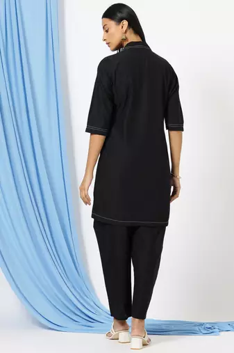 Anushil stylish co-ord set for women - solid shirt style kurti with pants, 2peice kurta with trouser casual wear