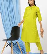Anushil stylish co-ord set for women - solid shirt style kurti with pants, 2peice kurta with trouser casual wear