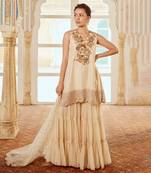 Beige embroidered gharara set