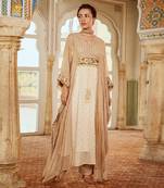 Beige embroidered kaftan set