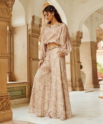 Beige printed palazzo set 2