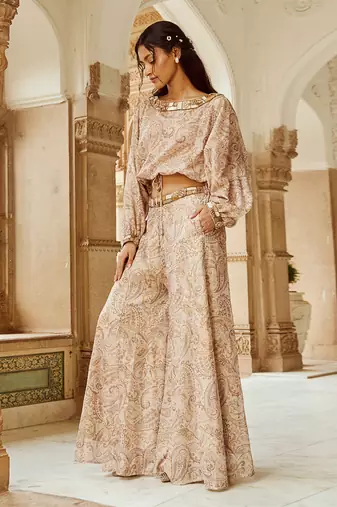 Beige printed palazzo set