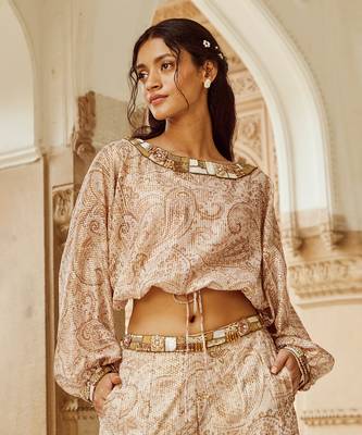 Beige printed palazzo set 3