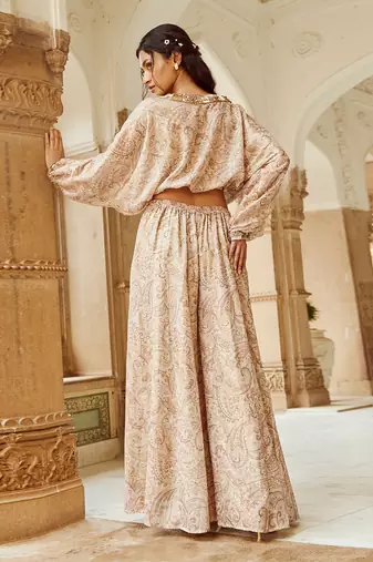 Beige printed palazzo set