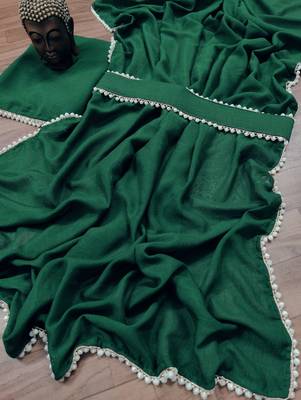 Dark Green Colour Rangoli Silk Party Wear Pearl Work Saree With Belt  1