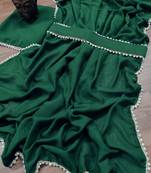Dark Green Colour Rangoli Silk Party Wear Pearl Work Saree With Belt 