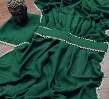 Dark Green Colour Rangoli Silk Party Wear Pearl Work Saree With Belt  2