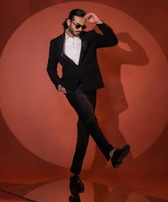 Black stretch blazer set 2