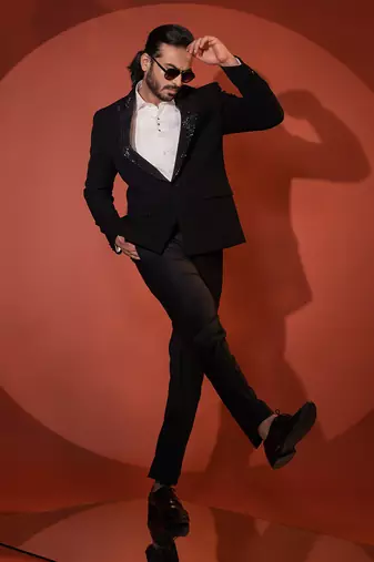 Black stretch blazer set