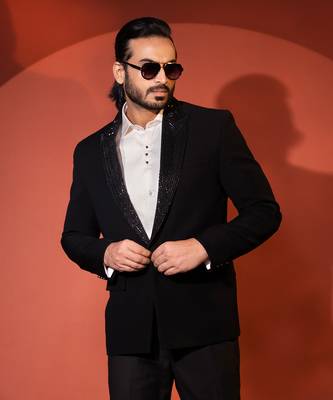 Black stretch blazer set 4