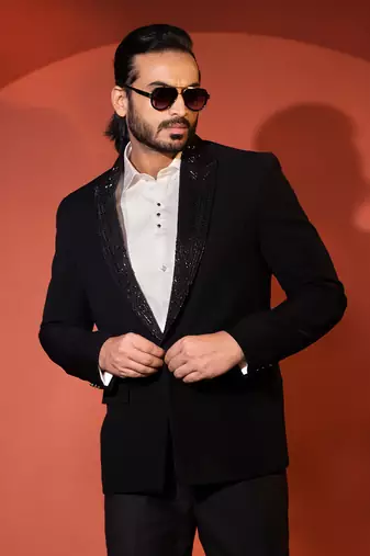 Black stretch blazer set