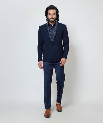 Dark blue electric blazer set 1