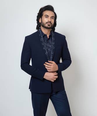 Dark blue electric blazer set 4