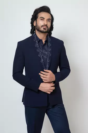 Dark blue electric blazer set