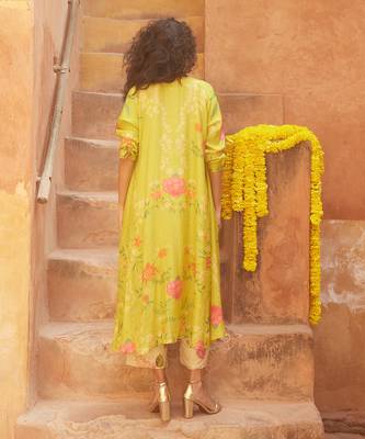 Lime yellow printed jacket set 4
