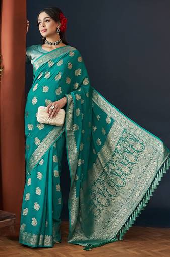 Aqua Weaving Zari Work Georgette Saree