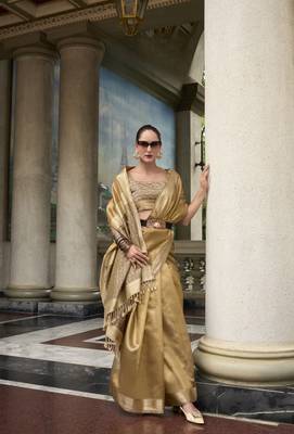 Chiku Designer Weaving Tissue Saree With Blouse 1