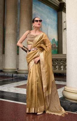 Chiku Designer Weaving Tissue Saree With Blouse 2