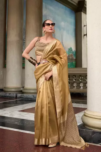 Chiku Designer Weaving Tissue Saree With Blouse
