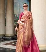 Pink Designer Weaving Tissue Saree With Blouse