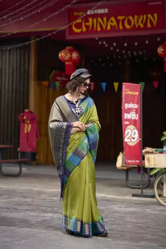 Green Designer Weaving silk blend Saree With Blouse