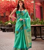 Light Green Designer Weaving silk blend Saree With Blouse