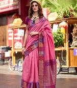 Pink Designer Weaving silk blend Saree With Blouse