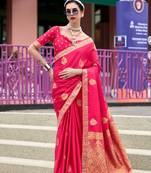 Pink Designer Weaving Satin Saree With Blouse
