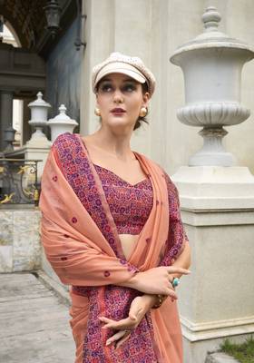 Orange Designer Weaving Soft Linen Saree With Blouse 2
