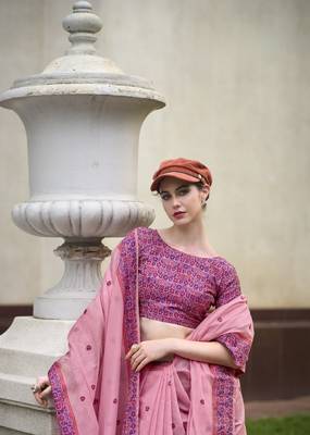 Purple Designer Weaving Soft Linen Saree With Blouse 2