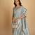 Grey plain linen saree with blouse