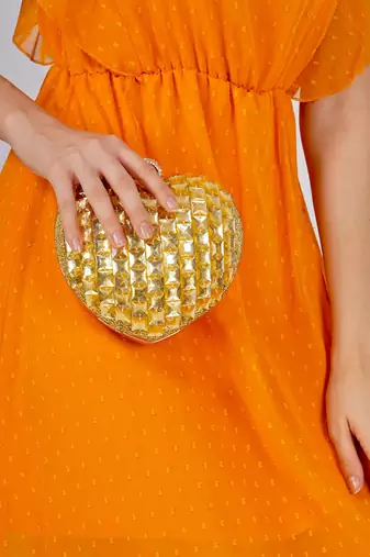 Gold cupid citrine clutch