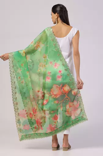Digital print orgenza sequnce work dupatta for women and girls to wear on gown chaniya choli kurti etc