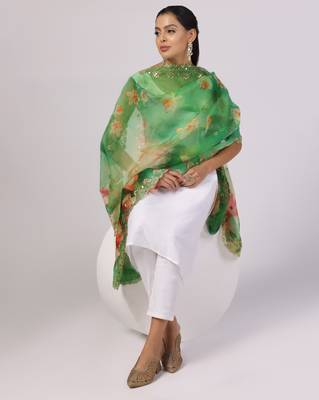 Digital print orgenza sequnce work dupatta for women and girls to wear on gown chaniya choli kurti etc 4