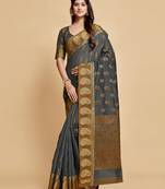 Grey Zari Woven Design Chanderi Cotton Saree