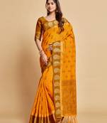 Yellow Zari Woven Design Chanderi Cotton Saree