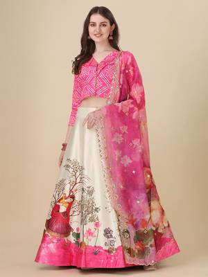 Digital print orgenza sequnce work dupatta for women and girls to wear on gown chaniya choli kurti etc 2