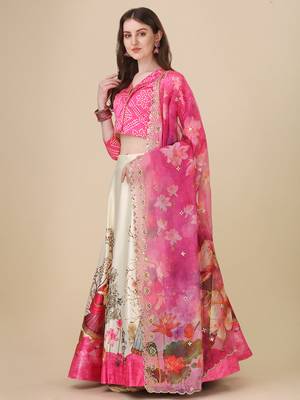 Digital print orgenza sequnce work dupatta for women and girls to wear on gown chaniya choli kurti etc 3