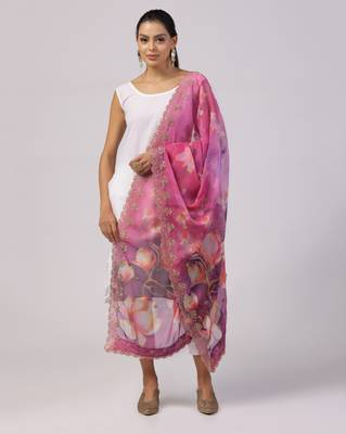 Digital print orgenza sequnce work dupatta for women and girls to wear on gown chaniya choli kurti etc 1