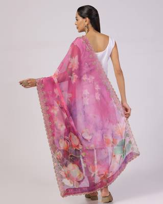 Digital print orgenza sequnce work dupatta for women and girls to wear on gown chaniya choli kurti etc 4