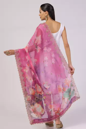 Digital print orgenza sequnce work dupatta for women and girls to wear on gown chaniya choli kurti etc
