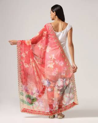 Digital print orgenza sequnce work dupatta for women and girls to wear on gown chaniya choli kurti etc 3