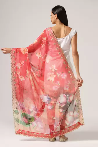 Digital print orgenza sequnce work dupatta for women and girls to wear on gown chaniya choli kurti etc