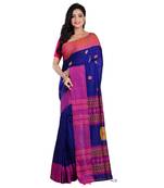 Aishani Collection Woven Mercerise Pure Cotton Buta Work Handloom Saree  with bp(Blue, Multicolor) 