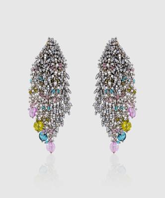Multicolor nebula glitter earrings 2