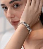 Silver snowflake link bracelet