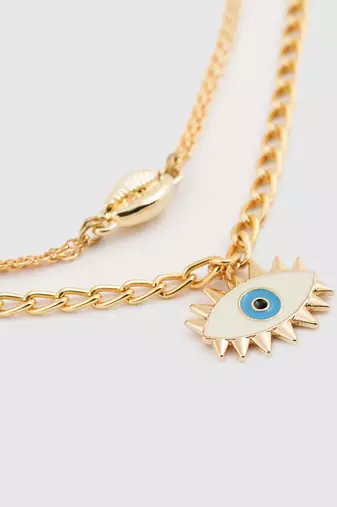 Gold oculer amulet necklace