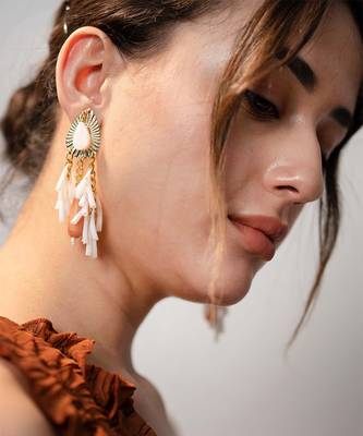 White lustrous whisper earrings 1
